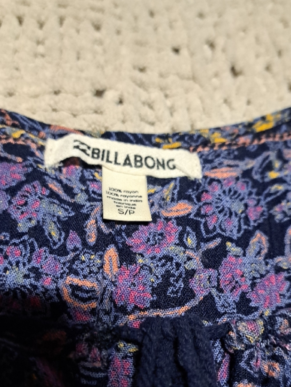 372 - Billabong Navy and Purple Floral Peasant Tunic - Picture 2 of 11
